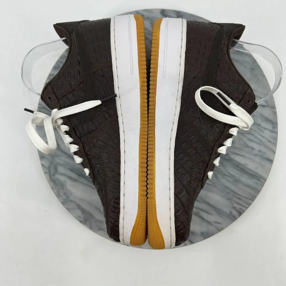 Nike Air Force 1 LV8 Sneakers Mens 8 Brown Faux-Crocodile Baroque Low Top Lace